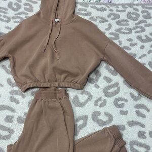Fashion Nova Brown Hoodie and Jogger Set